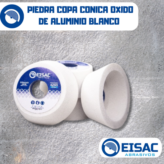 PIEDRA COPA CONICA OXIDO DE ALUMINIO BLANCO